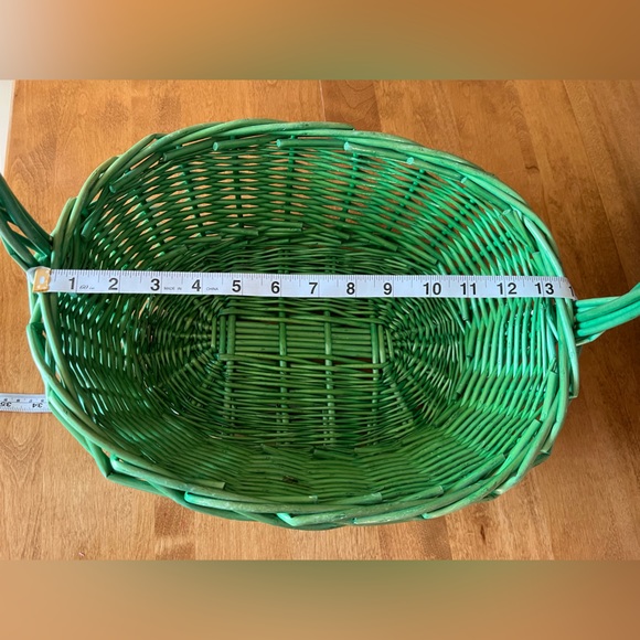 Vibrant Vintage Green Wicker Basket With Handle